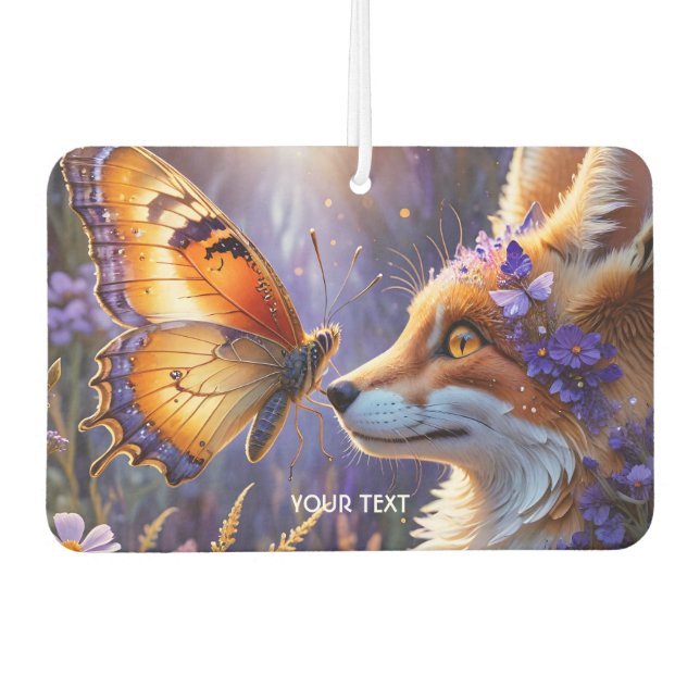 Fantasy Cute Butterfly Fox Flowers Car Air Freshener (Front)