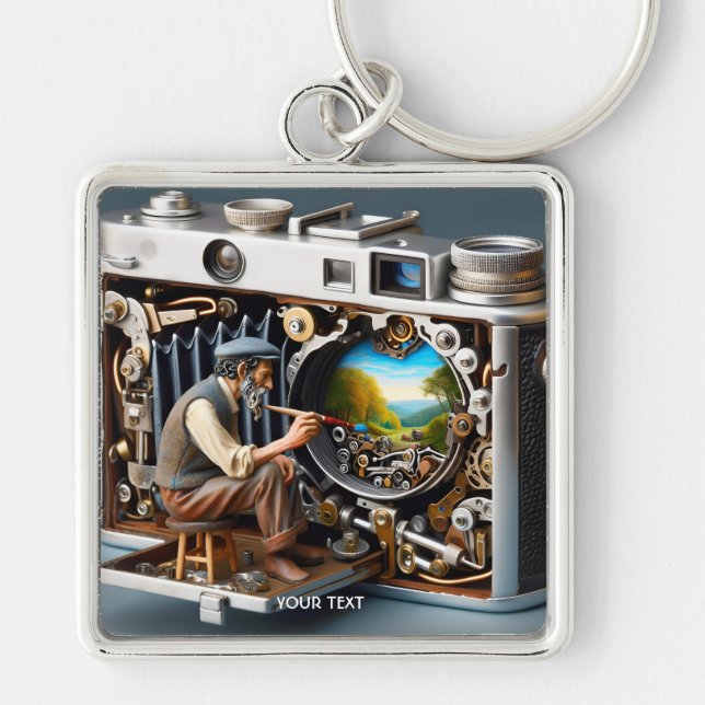 Fantasy Cute Camera Painting Landscape Key Ring (Front)