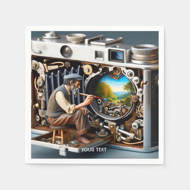 Fantasy Cute Camera Painting Landscape Napkin (Front)