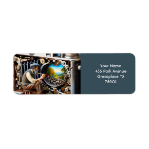 Fantasy Cute Camera Painting Landscape Return Address Label