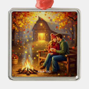 Fantasy Cute  Campfire Date Country Metal Ornament