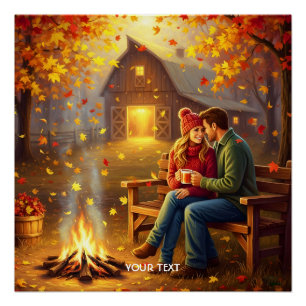 Fantasy Cute Campfire Date Country Poster