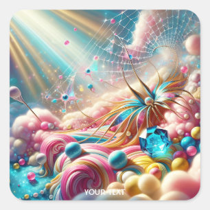 Fantasy Cute Candy Web Light Square Sticker