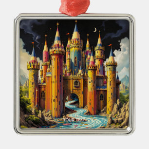 Fantasy Cute Castle From Pencils Metal Ornament