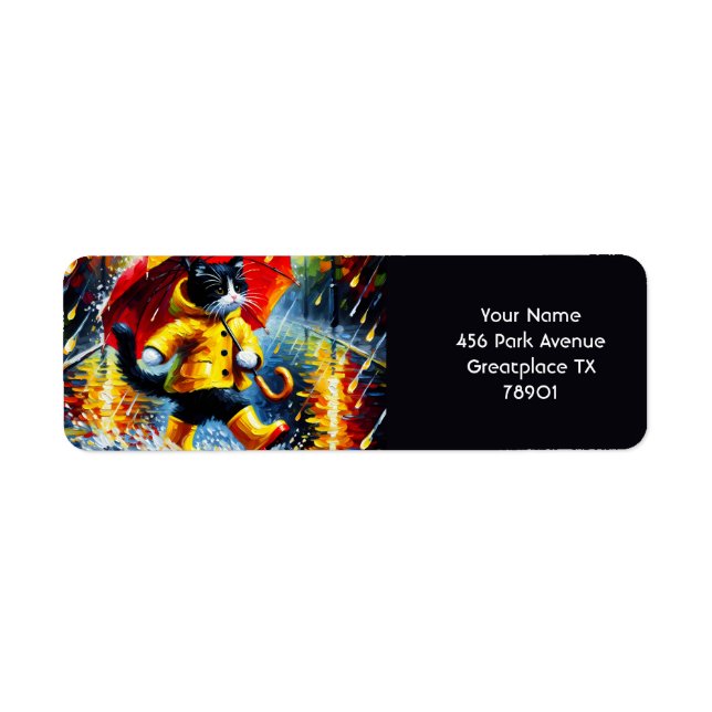 Fantasy Cute  Cat Boots Umbrella Return Address Label (Front)