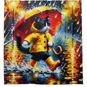 Fantasy Cute Cat Boots Umbrella Shower Curtain