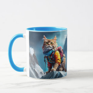 Fantasy Cute Cat Climbing Everest Mug