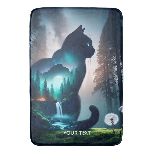 Fantasy Cute Cat Double Exposition Bath Mat (Front Vertical)