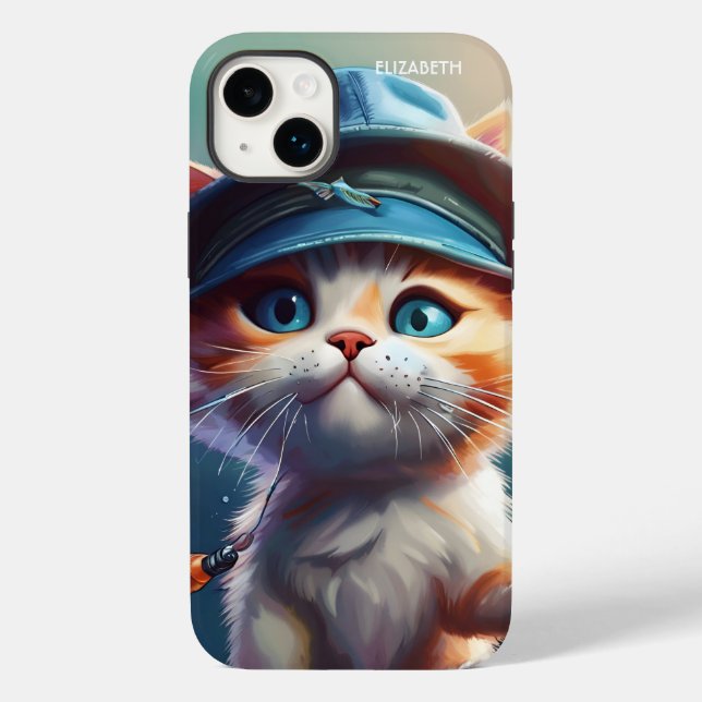 Fantasy Cute Cat Fishing Rod Case-Mate iPhone Case (Back)