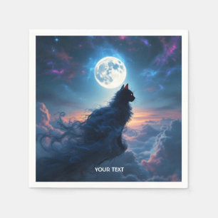 Fantasy Cute Cat Moon Clouds Napkin