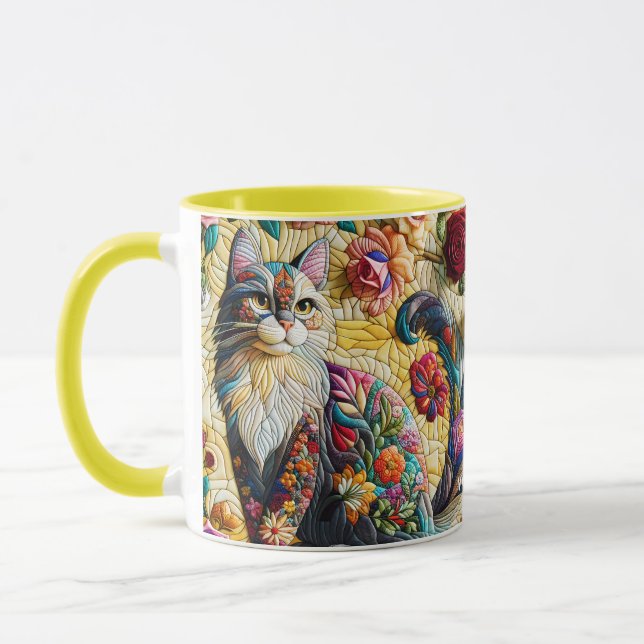 Fantasy Cute Cat Stained Glass Mug (Left)