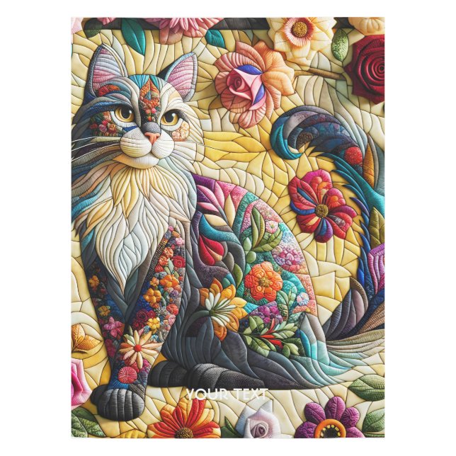 Fantasy Cute Cat Stained Glass Tablecloth (Front)