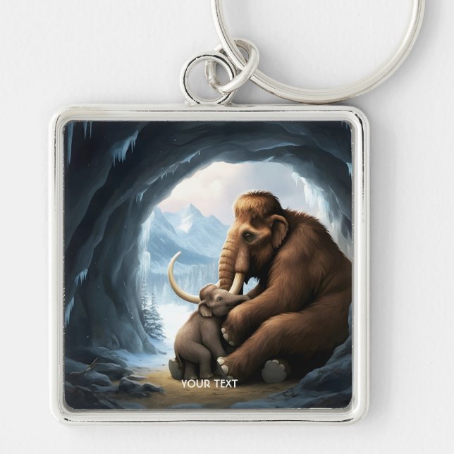 Fantasy Cute Cave Baby Mammoth Key Ring (Front)