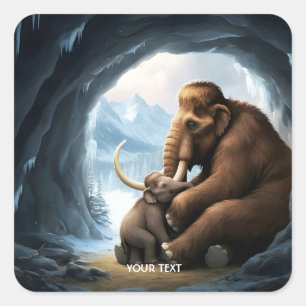 Fantasy Cute Cave Baby Mammoth Square Sticker