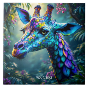 Fantasy Cute Chameleon Like Giraffe Ceramic Tile