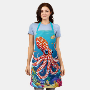 Fantasy Cute Chequered Octopus Sea Apron