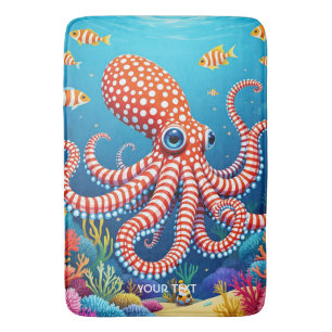 Fantasy Cute Chequered Octopus Sea Bath Mat