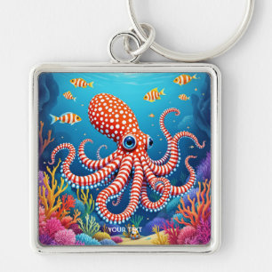 Fantasy Cute Chequered  Octopus Sea Key Ring