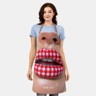 Fantasy Cute Chequered Red Lips Apron