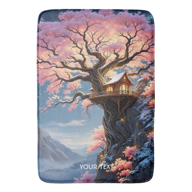 Fantasy Cute Cherry Blossom Tree  Bath Mat (Front Vertical)