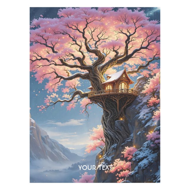 Fantasy Cute Cherry Blossom Tree  Tablecloth (Front)