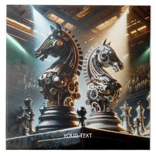 Fantasy Cute Chess Knights Pieces Ceramic Tile