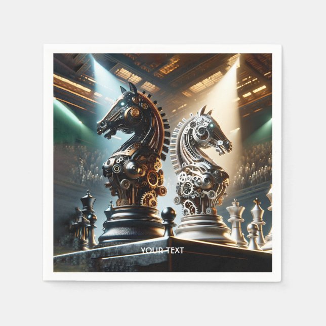 Fantasy Cute Chess Knights Pieces Napkin (Front)