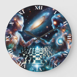 Fantasy Cute Chess Space Stars Large Clock