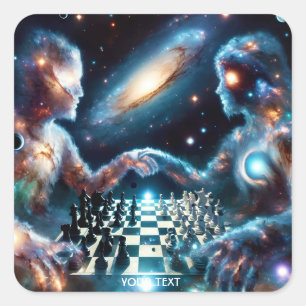 Fantasy Cute Chess Space Stars Square Sticker