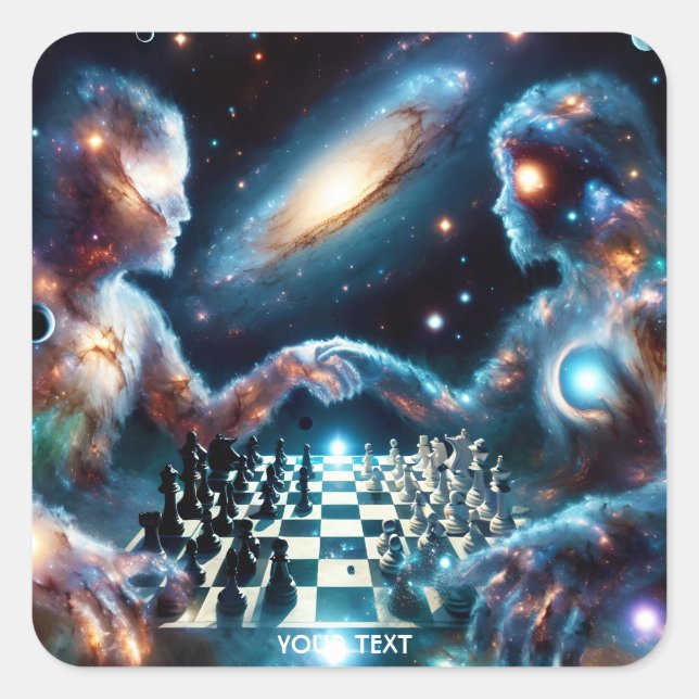 Fantasy Cute Chess Space Stars Square Sticker (Front)