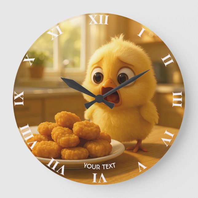 Fantasy Cute Chicken Nuggets Baby Large Clock (Front)