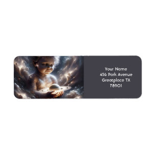 Fantasy Cute Child Space Stars Return Address Label