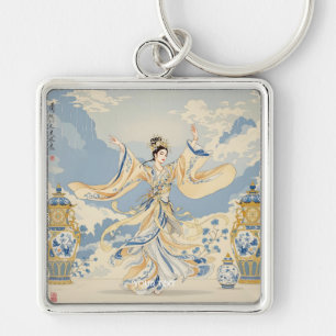 Fantasy Cute Chinese Dancer Print Key Ring