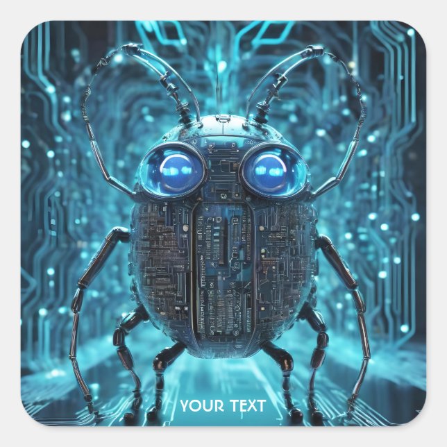 Fantasy Cute Circuit Board Bug Square Sticker (Front)