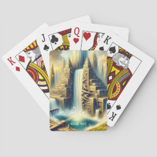 Fantasy Cute City Colossal Waterfall Playing Cards