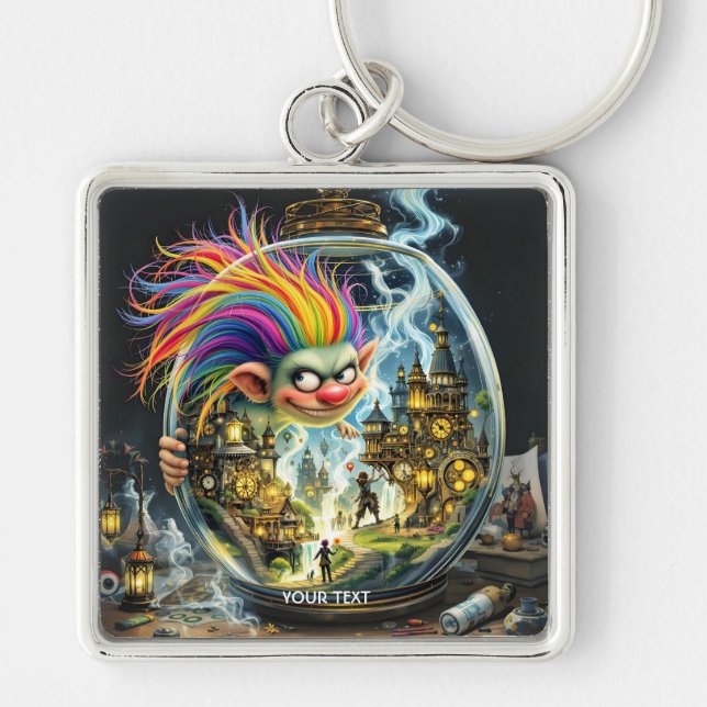 Fantasy Cute City Crafting Troll Key Ring (Front)