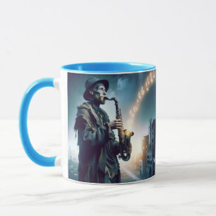 Fantasy Cute City Music Man Mug