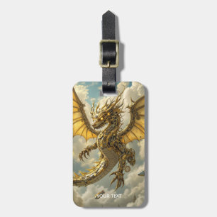 Fantasy Cute Clockwork Dragon Skies Luggage Tag