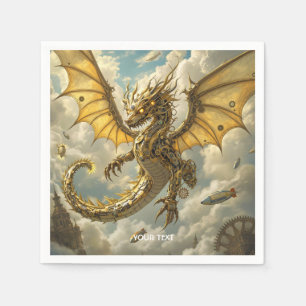 Fantasy Cute Clockwork Dragon Skies Napkin