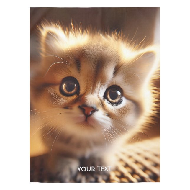 Fantasy Cute Closeup Small Kitten Tablecloth (Front)