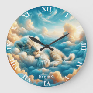 Fantasy Cute  Clouds Baby Lion Large Clock
