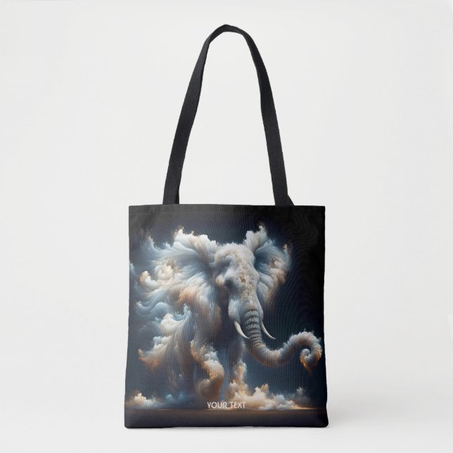 Fantasy Cute Clouds Elephant Smoke Tote Bag (Front)