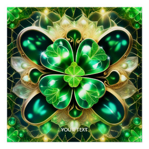 Fantasy Cute Clover Four Leaf Poster