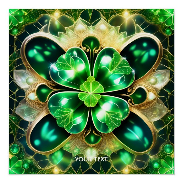 Fantasy Cute Clover Four Leaf Poster (Front)