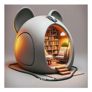 Fantasy Cute Computer Mouse House Poster