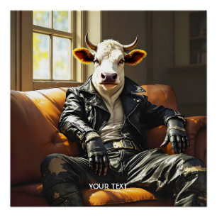 Fantasy Cute Cow Leather Couch Poster