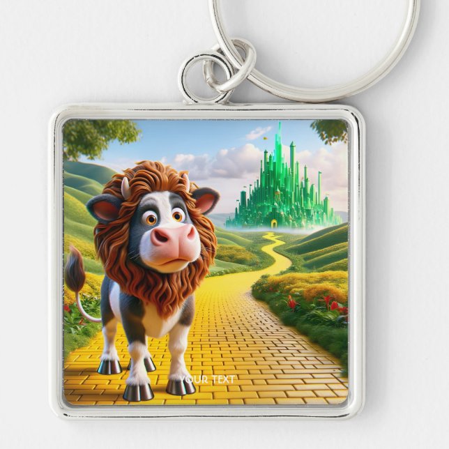 Fantasy Cute Cow Lion Road Key Ring (Front)