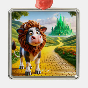 Fantasy Cute Cow Lion Road Metal Ornament
