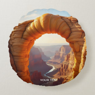 Fantasy Cute Croissant Arch Canyon Round Cushion