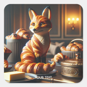 Fantasy Cute Croissant Fox Butter Square Sticker